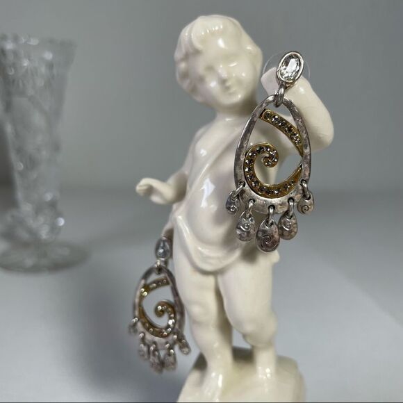 Dripping Glam gold silver and crystal earrings - Picture 7 of 9